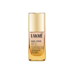 LAKME Makeup+Skincare, VitC Superglow Skin Perfecting Tint, Cool Ivory C100, 25ml, for Hydrated Smoother Skin, with 3% Active Vitamin C & Micro Radiance Boosters, Natural Finish, Airlight Formula
