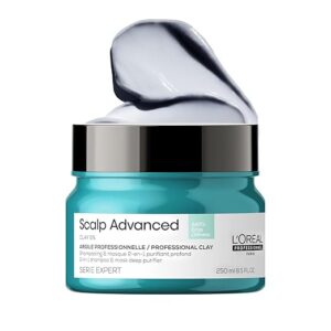 L’Oréal Professionnel Scalp Advanced Anti-Oiliness 2-In-1 Deep Purifier Clay 250gms| For Very Oily Scalps | Purifies the Scalp Deeply with 3% AHA & 6% Clay | For Men & Women