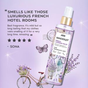 Nykaa Wanderlust French Lavender Body & Hair Fine Fragrance I Perfume Mist for Women – 200 ml |Lavender and Patchouli Perfume | Long–Lasting, Travel‐Friendly, Vegan,Paraben‐Free, IFRA Certified