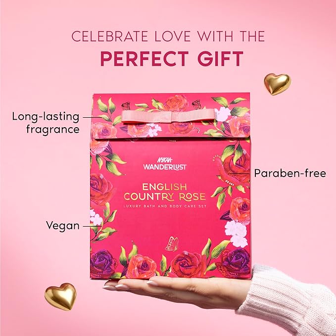 Nykaa Wanderlust English Country Rose Mini Gift Set English Country Rose | EDP, Body Lotion & Shower Gel - Image 3