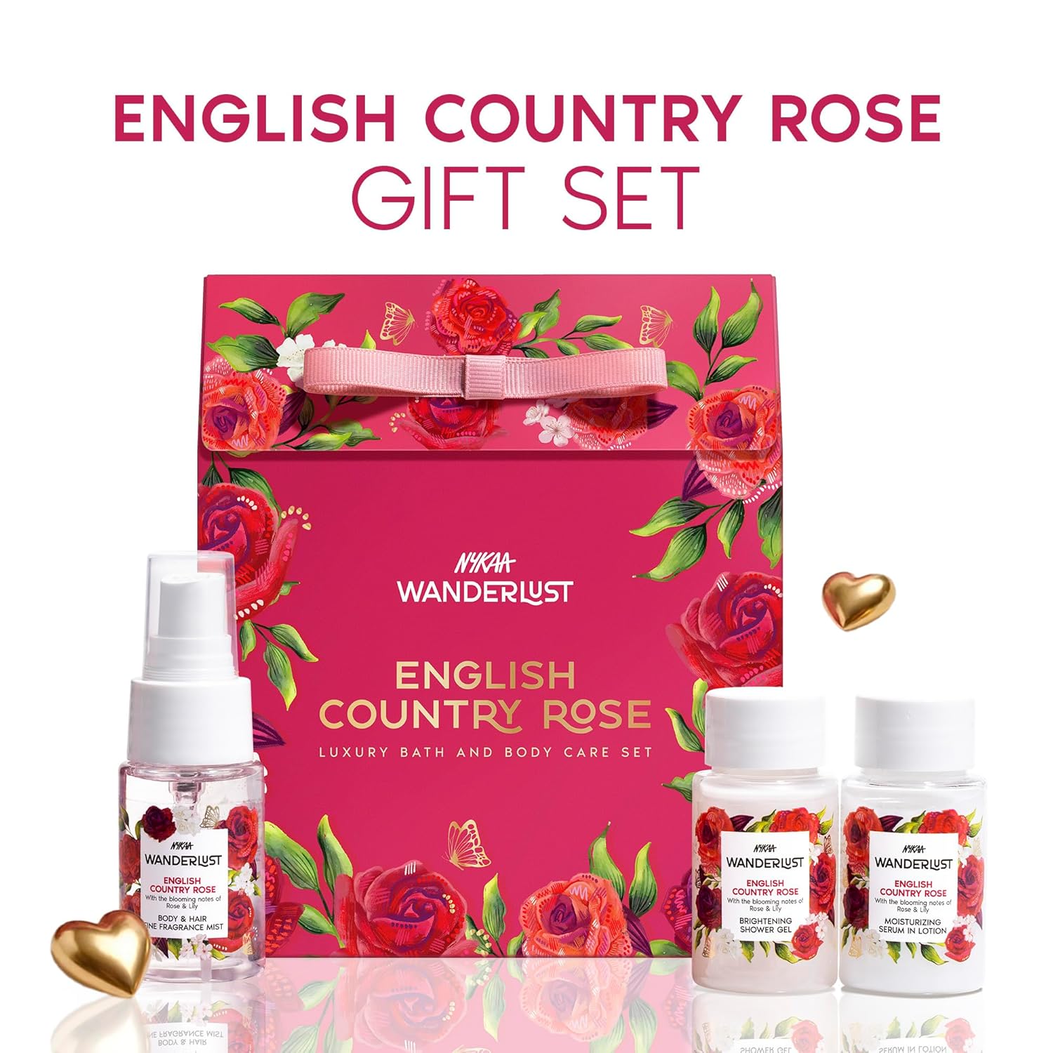 Nykaa Wanderlust English Country Rose Mini Gift Set English Country Rose | EDP, Body Lotion & Shower Gel